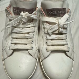Dolce & Gabbana White and Pink Sneakers